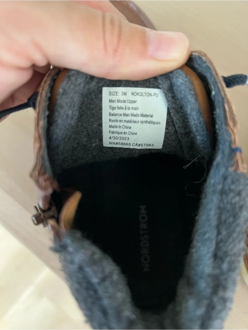 Nordstrom Kids Brown Leather Boot with Navy Laces